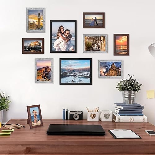Miniatura 3 de upsimples Paquete de 10 marcos de fotos para decoración de pared, juego de marcos de pared de galería para montaje en pared o exhibición de mesa,