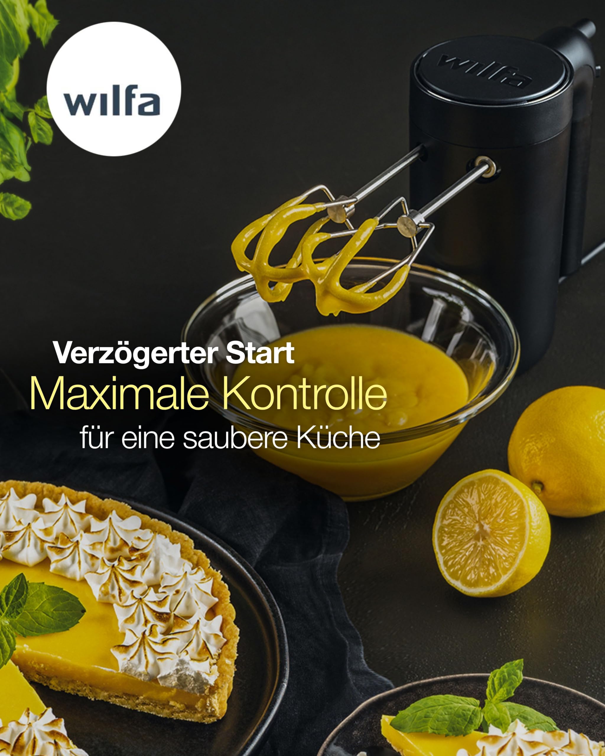 Wilfa Smooth Mix Handmixer 500 W I 5 Geschwindigkeiten & Boost-Funktion I Sanftanlauf gegen Spritzer I Inkl. Schneebesen & Knethaken I Für Sahne, Teige & Eischnee I Design Award Gewinner