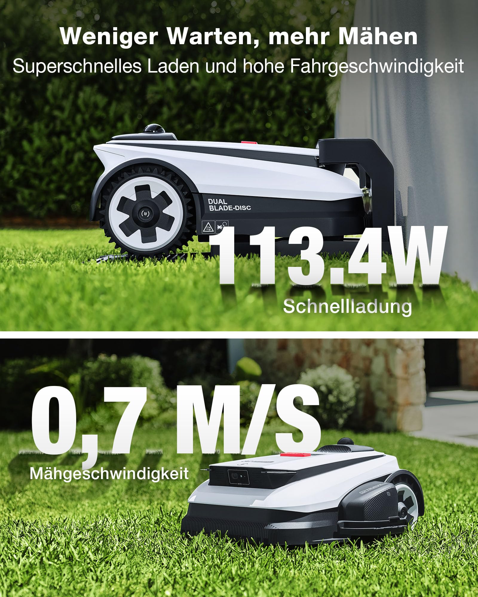 ECOVACS GOAT A1600 LiDAR PRO Care Kit Mähroboter 1.600 m² 360° Dual-LiDAR-Navigation KI-3D-Hindernisvermeidung