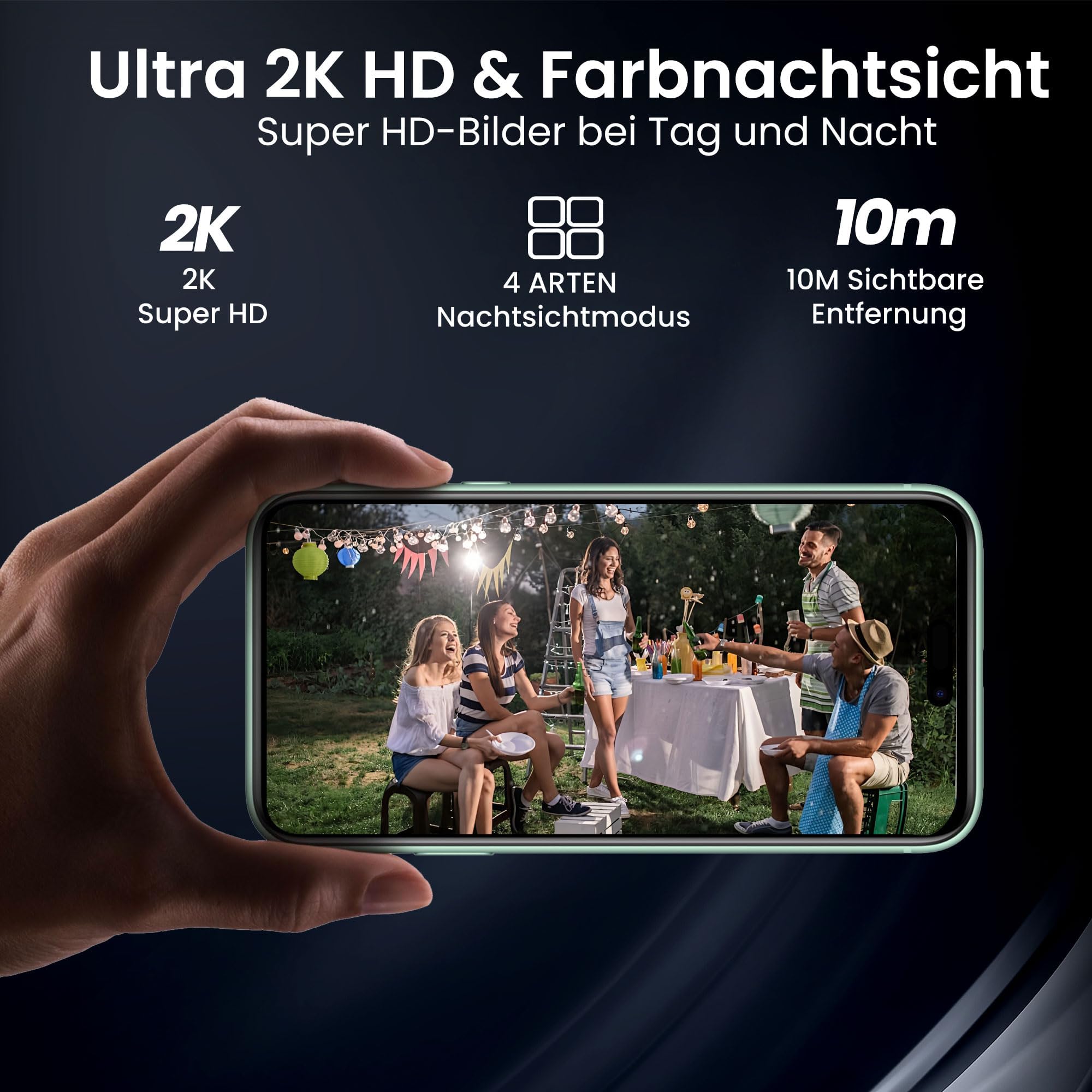 2K/3MP Überwachungskamera Aussen Akku, Kostenloser Cloud-Speicher, 5GHz/2,4GHz WLAN Kabellose Überwachungskamera außen/innen, 2-Wege Audio, Bewegungserkennung, Farbige Nachtsicht, IP66 Wasserdicht