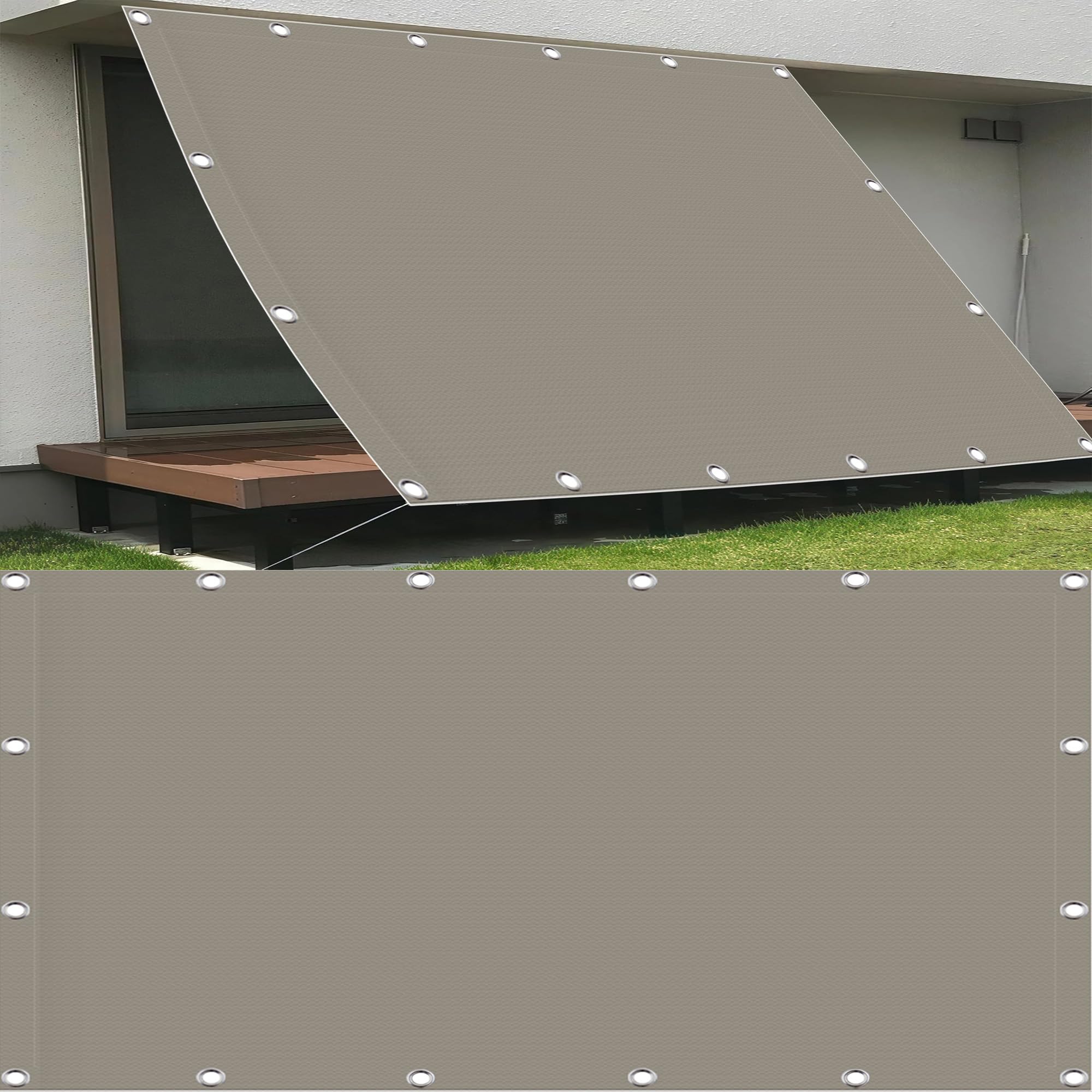 Voile d'ombrage rectangulaire pour patio et piscine couleur taupe élégant