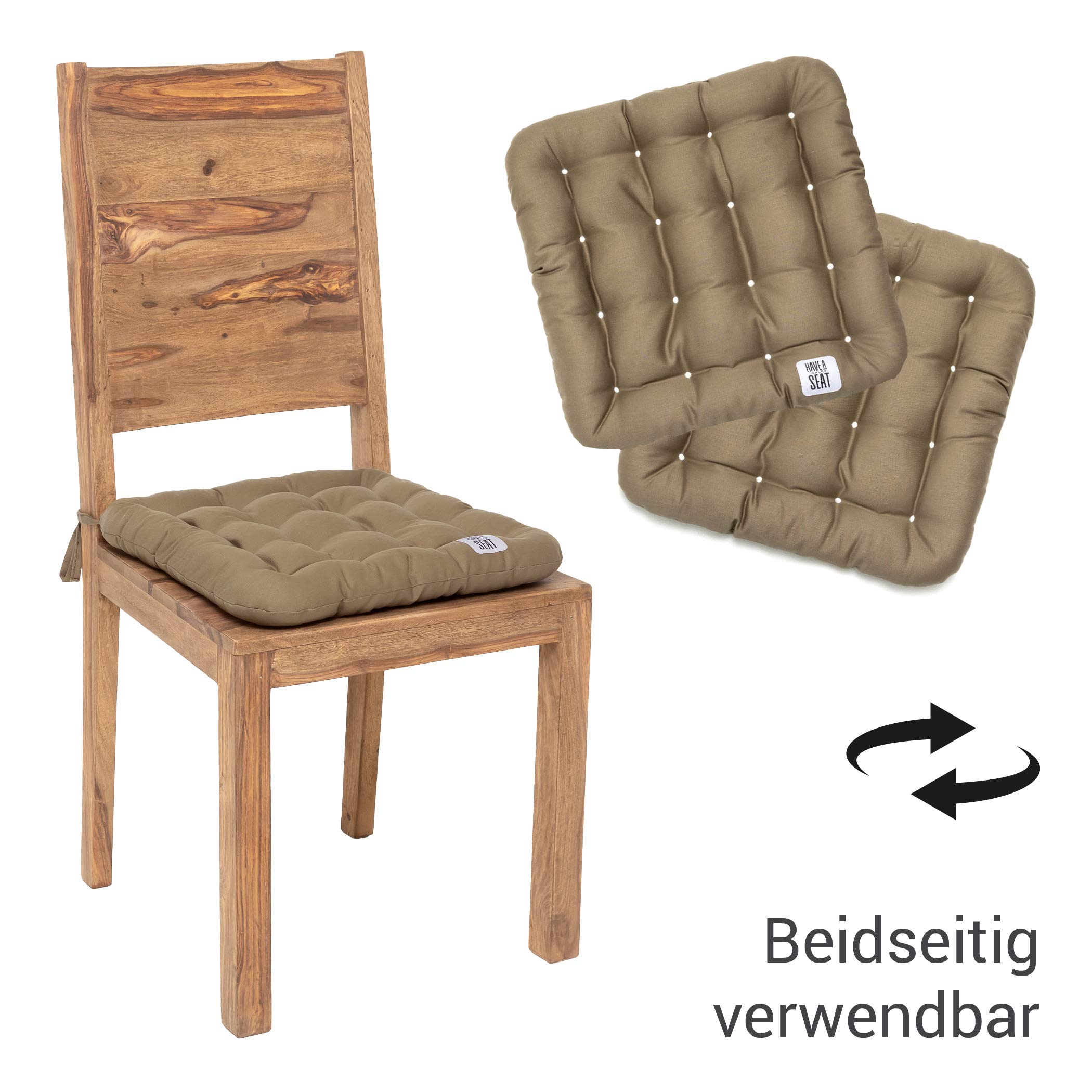 HAVE A SEAT Luxury – poduszka do siedzenia 40 x 40 cm – wygodna poduszka na krzesło, ortopedyczna, nadaje się do prania w temperaturze do 95 °C, nadaje się do suszenia w suszarce, trwałe kolory – Made in Germany – (zestaw 2