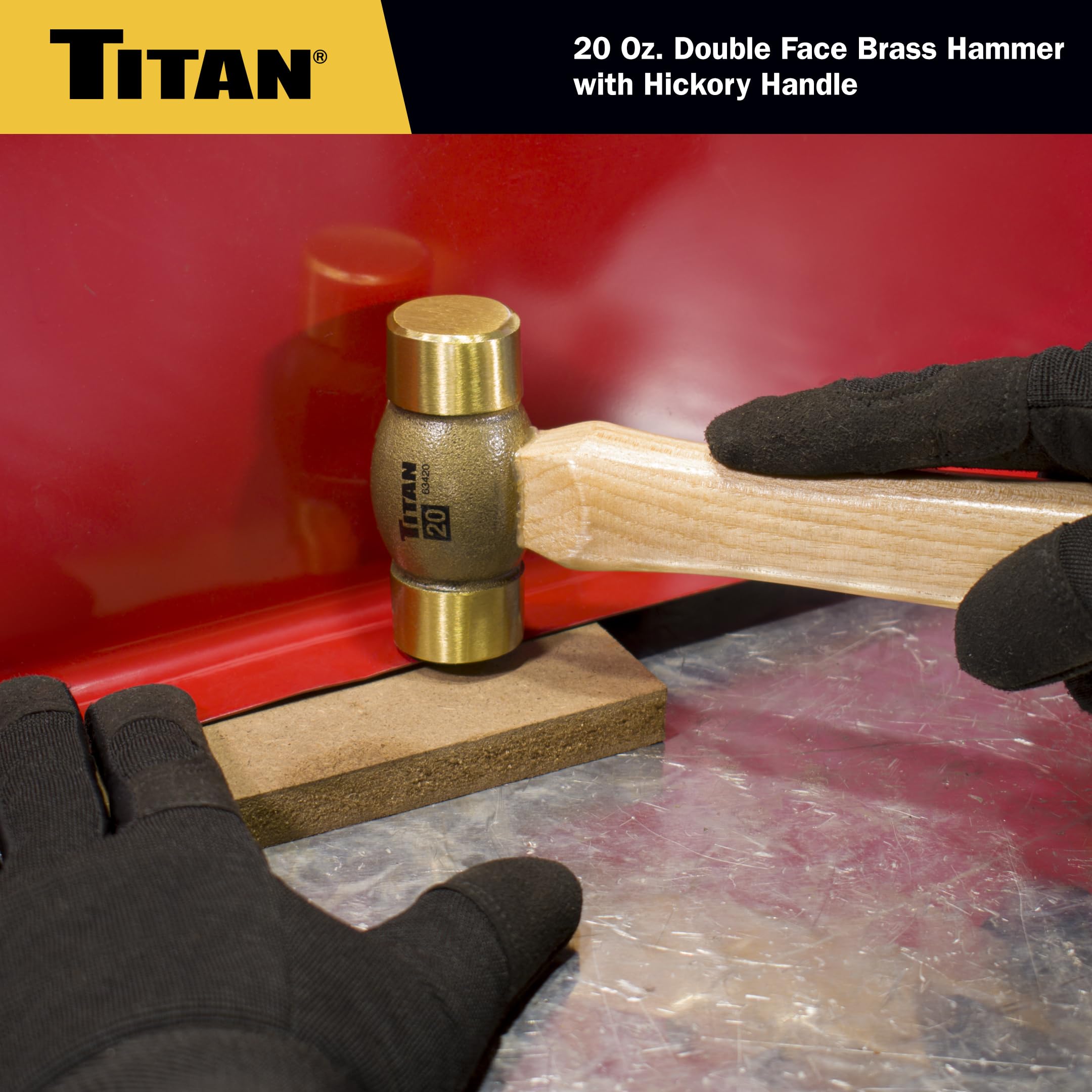 Titan 63420 - Martello a doppia faccia in ottone con manico in noce americano, 567 gr