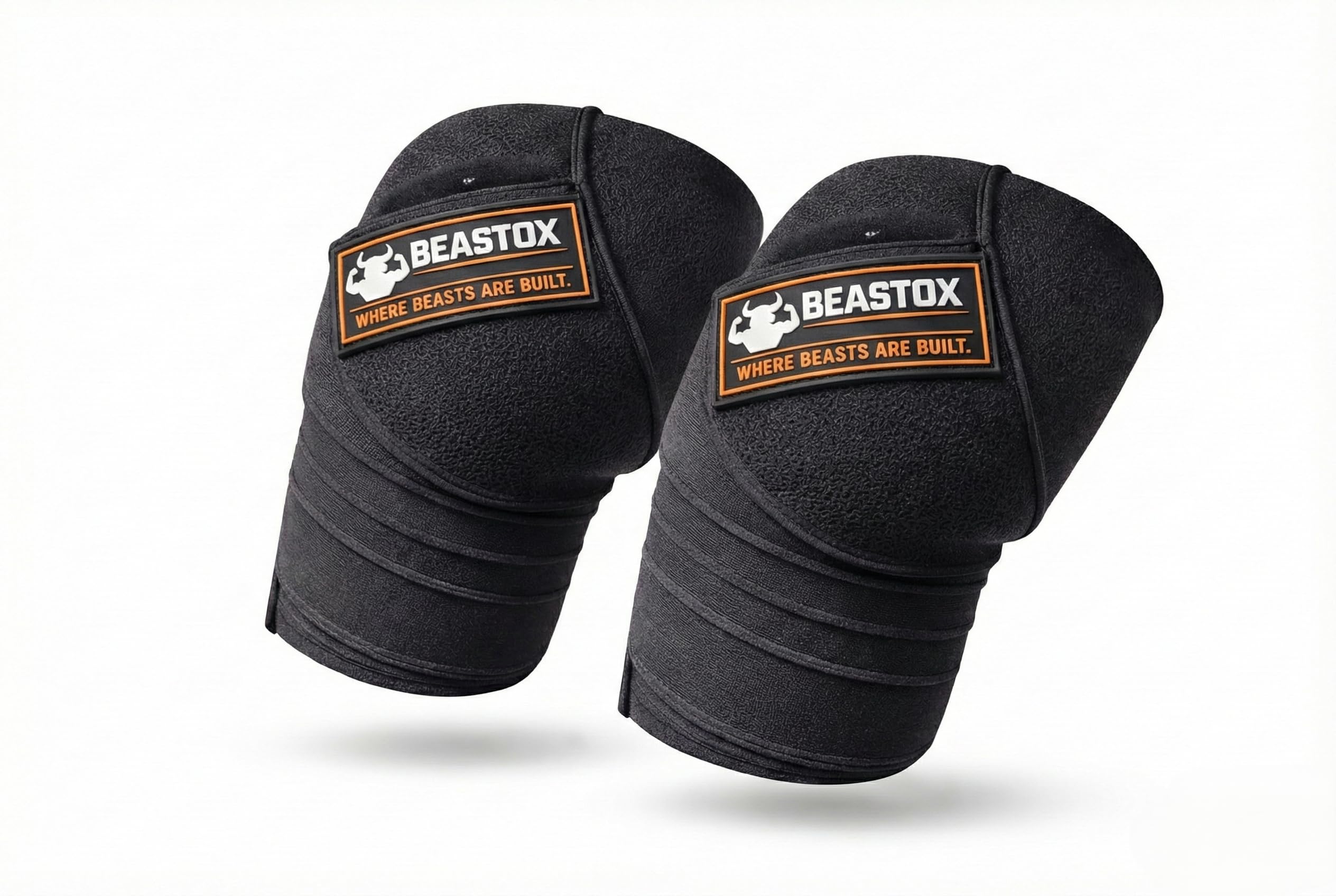 Beastox Knee Support Wraps for Weight Lifting, Crossfit, Gym Training, Black, Mesh, Anti-Slip, Adjustable Strap, One Size