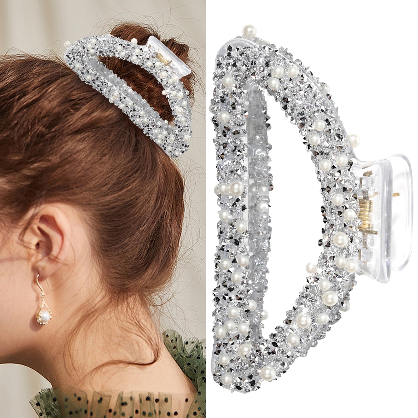 Amazon.co.jp: パールヘアクリップ ラインストーン ヘアクリップ 豪華