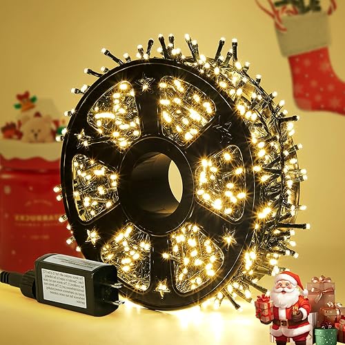 Miniatura 11 de Hishine Luces de Navidad de 82 pies, 1000 luces LED, cadena de luces para interiores y exteriores, 8 modos, impermeable, enchufable, luz de árbol de