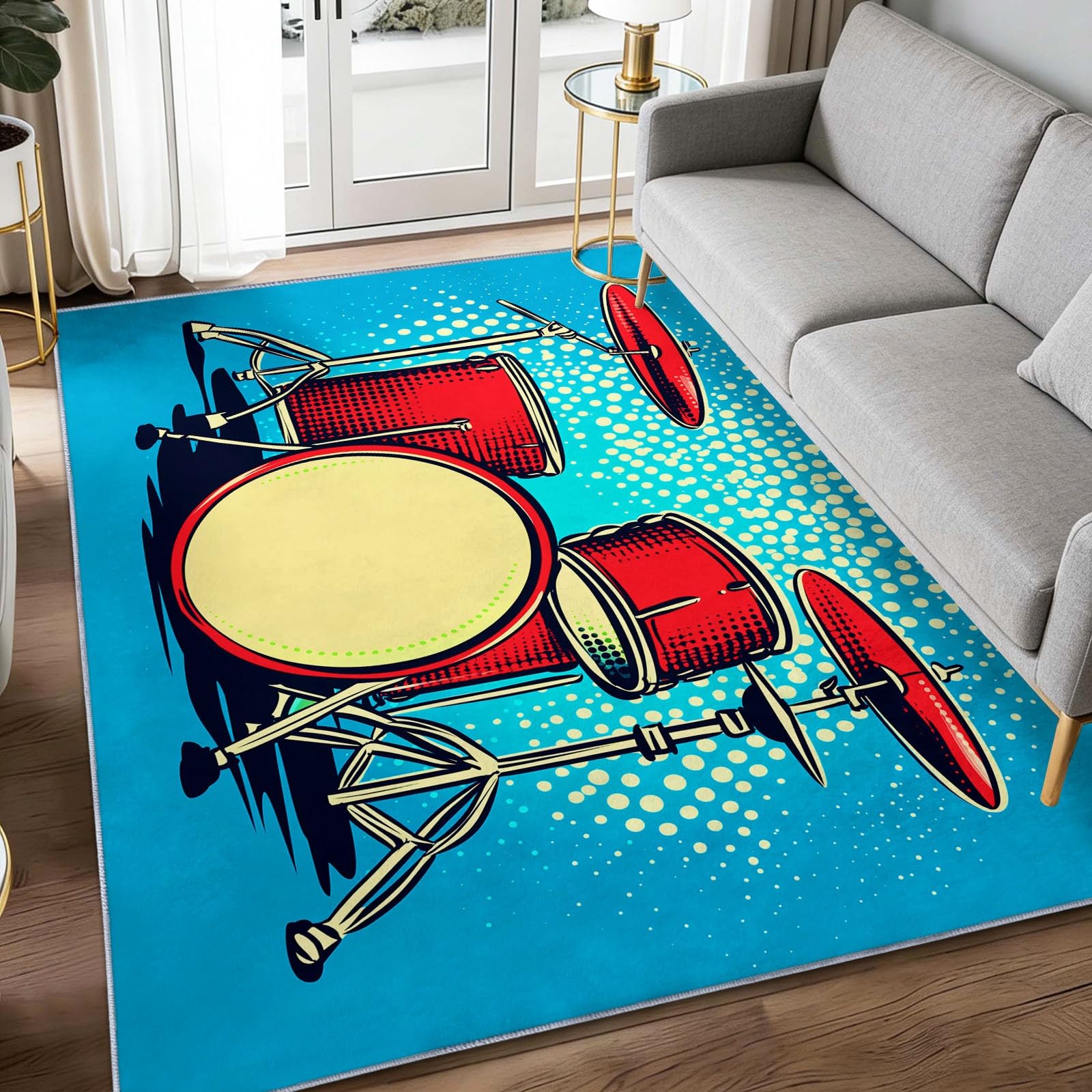 Alfombra de dibujos animados azul de 100 x 160 cm para dormitorio comedor y cocina