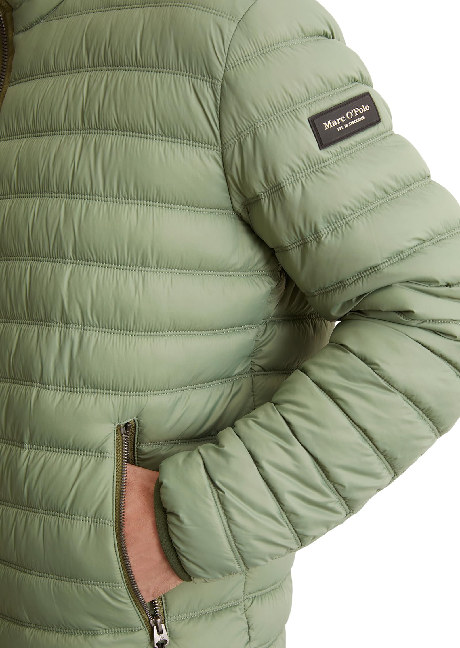 Marc O'Polo Herren Steppjacke mit Stehkragen leicht, Grün (Victorian Mist), S – Ansicht 2