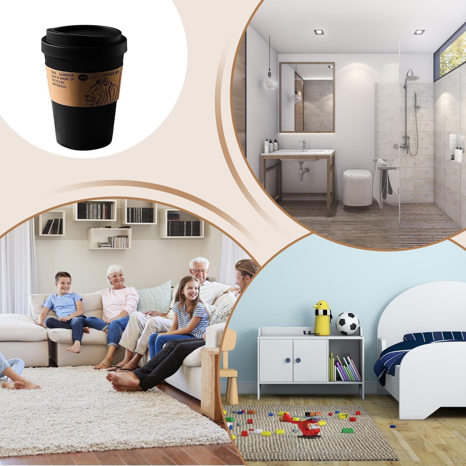 Cestino per Rifiuti Cestino Con Coperchio Oscillante A Forma Di Da Caffè | Contenitore A Coperchio Oscillante Durevole Per Interni Ed Esterni Uffici Scrivania Bagno Cortile