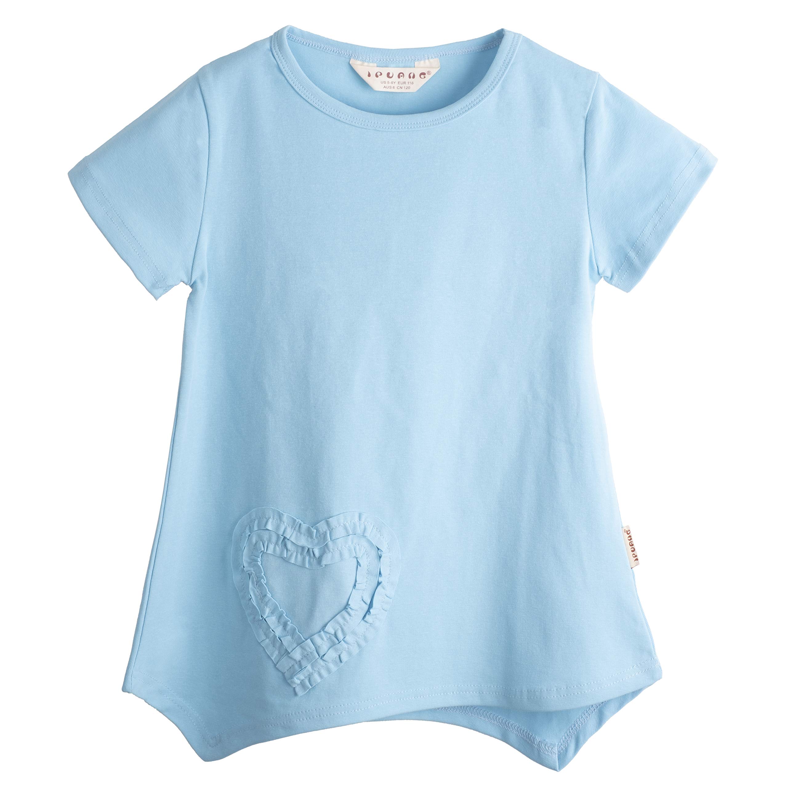 Girls Heart Shaped Casual Cotton Cap Sleeve Tee T Shirt Top