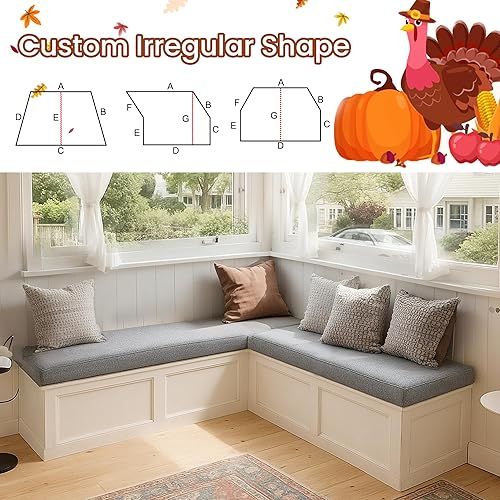 Miniatura 2 de Cojín de ventana de bahía de tamaño personalizado, cojines de banco para muebles de interior, cojín de asiento de ventana, cojines de rincón de
