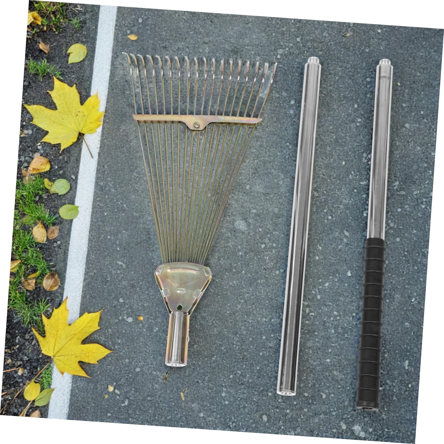 VANZACK Metallrechen für Garten Zinken aus Stahl Rasenrechen zum Entfernen von Moos und Filz Kompakter Handrechen aus Edelstahl Robuster Laubrechen für Blumenbeete und Sträucher
