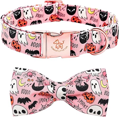 Elegant little tail Collar para perro con lazo, collar de otoño para perro, con lazo de calabaza, para Halloween, para niñas y niños, collar para