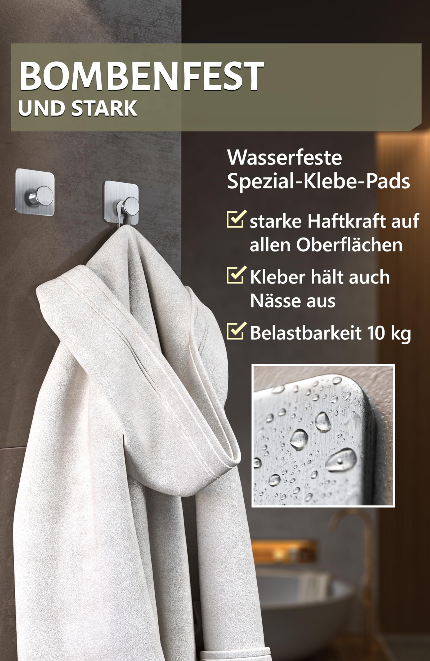 Bestlivings Lot De 4 Crochets Muraux Autocollants Ronds En