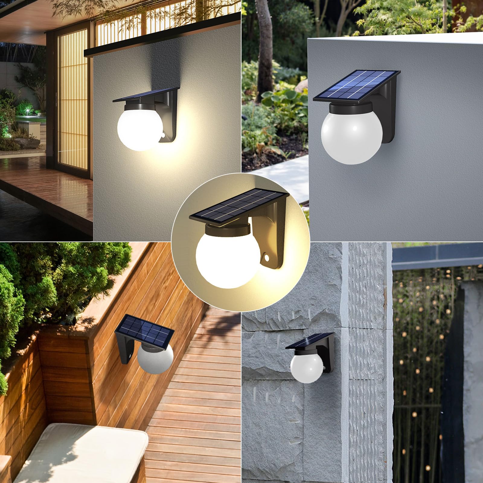Solarna lampa ścienna zewnętrzna, IP65, wodoszczelna lampa solarna do użytku na zewnątrz, bateria 3600 mAh, 3 W, 280 lumenów, do 12 ~ 16 godzin, solarna lampa zewnętrzna do ogrodu, domu, na