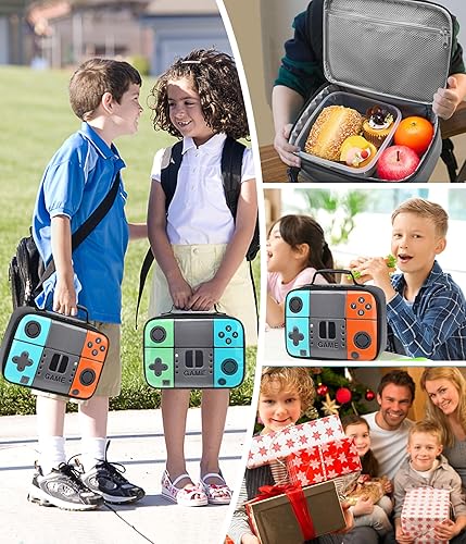 Miniatura 2 de Boys Lunch Box,Kids Gamer Lunch Box for Boys,Insulated Leather Lunch Bag for Kids,School Thermal Meal Cooler Lunchbox for Boy Teen