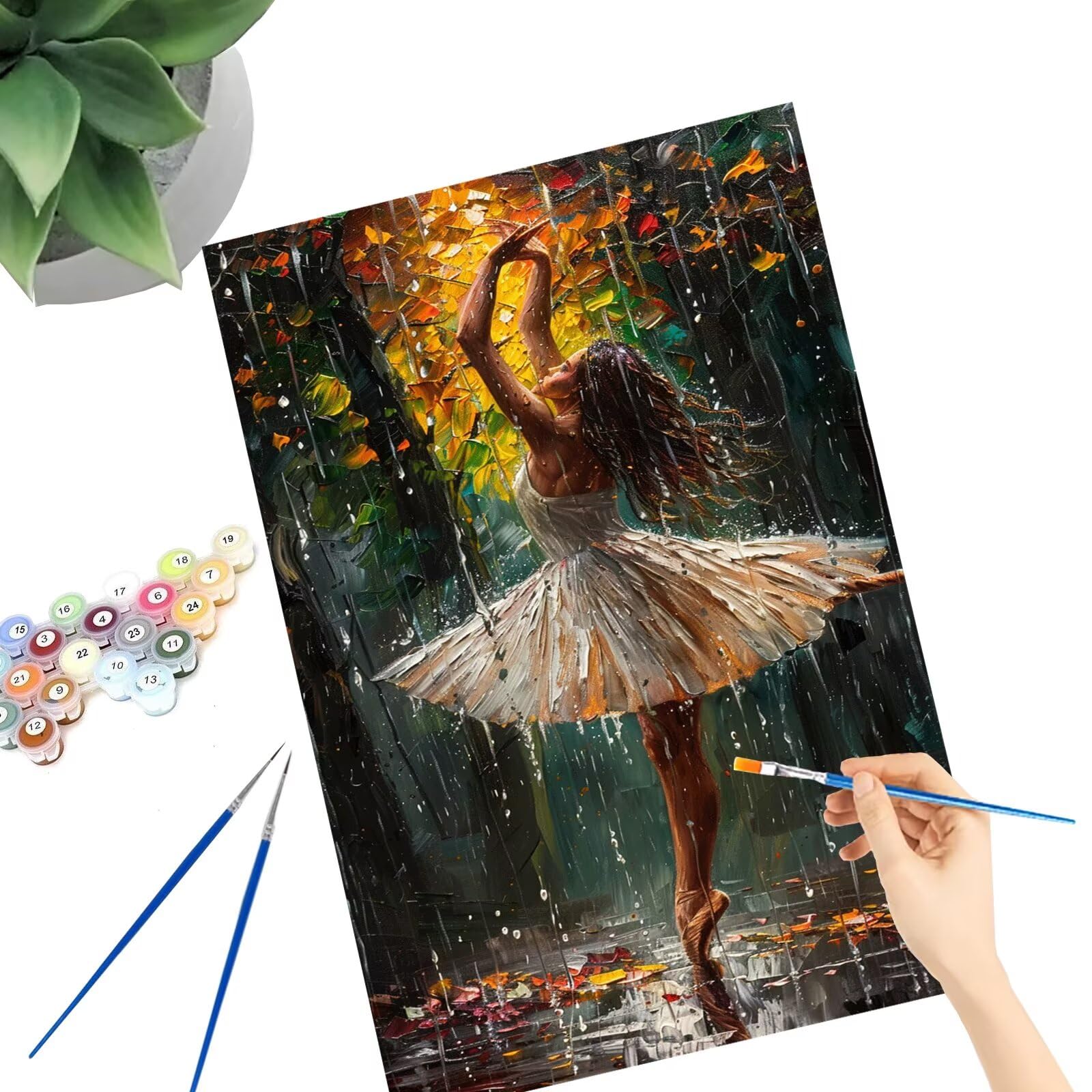 Malen Nach Zahlen Erwachsene Groß Frau Malen Nach Zahlen Tänzer Malen Nach Zahlen Kinder Handgemalt Ölgemälde Paint by Numbers mit Pinseln und Acrylfarben kreativ set für erwachsene 70x140cm M-1034