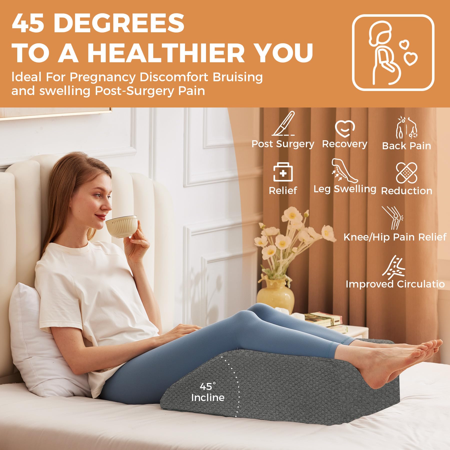BIEEZZK Almohada elevadora de piernas, almohadas de elevación de piernas para después de la cirugía, hinchazón, almohada de elevación de la circulación sanguínea, almohada de pierna para aliviar el