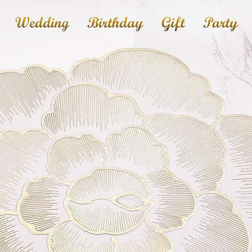 Miniatura 4 de Juego de 6 manteles individuales redondos dorados para mesa de comedor, de vinilo prensado metálico, manteles individuales lavables y lavables para