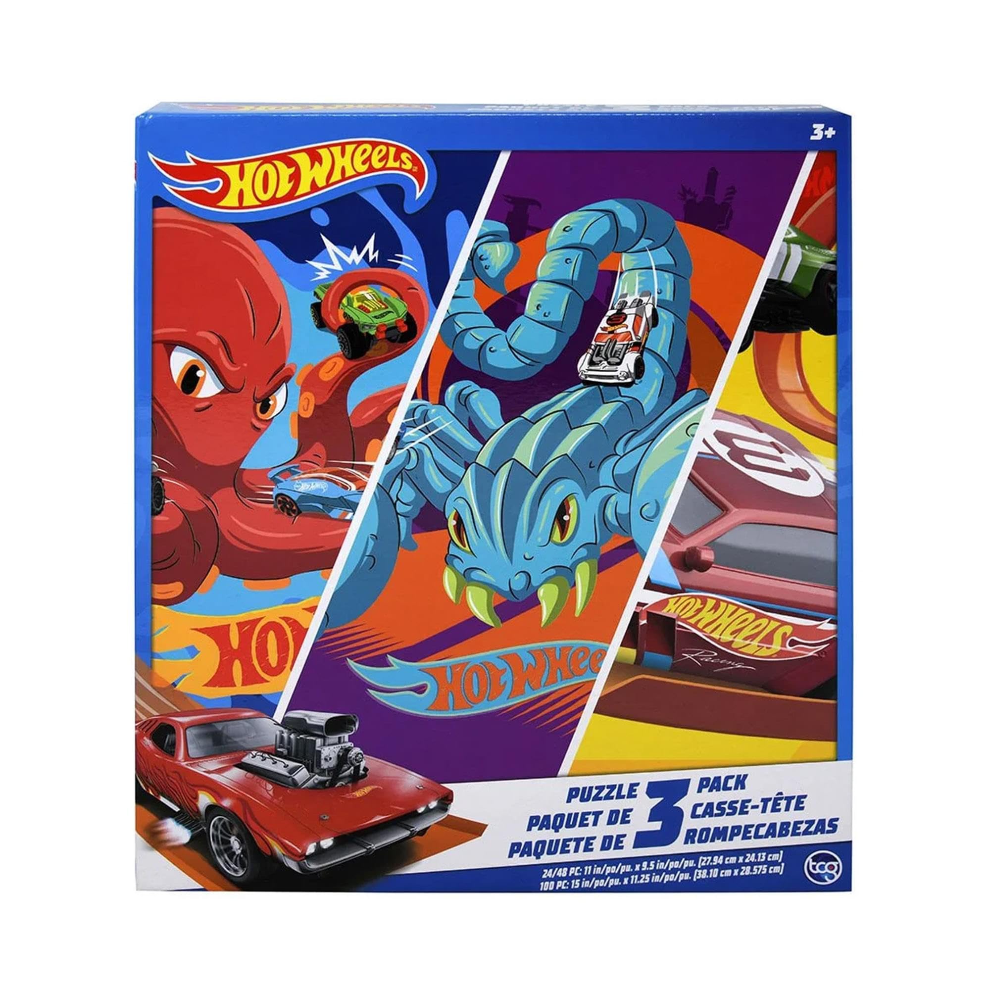 Amazon.com: Hot Wheels 3 Pack Kids Puzzles (1X24PC, 1X 48PC