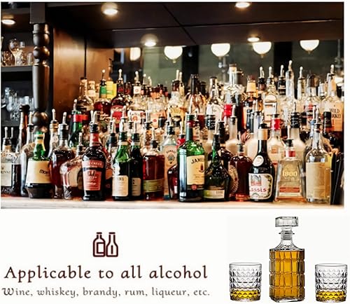 Miniatura 5 de Decantador de whisky con tapón de vidrio, decantador de licor para alcohol, vino, escocés, brandy o bourbon, decantador cuadrado de cristal sin