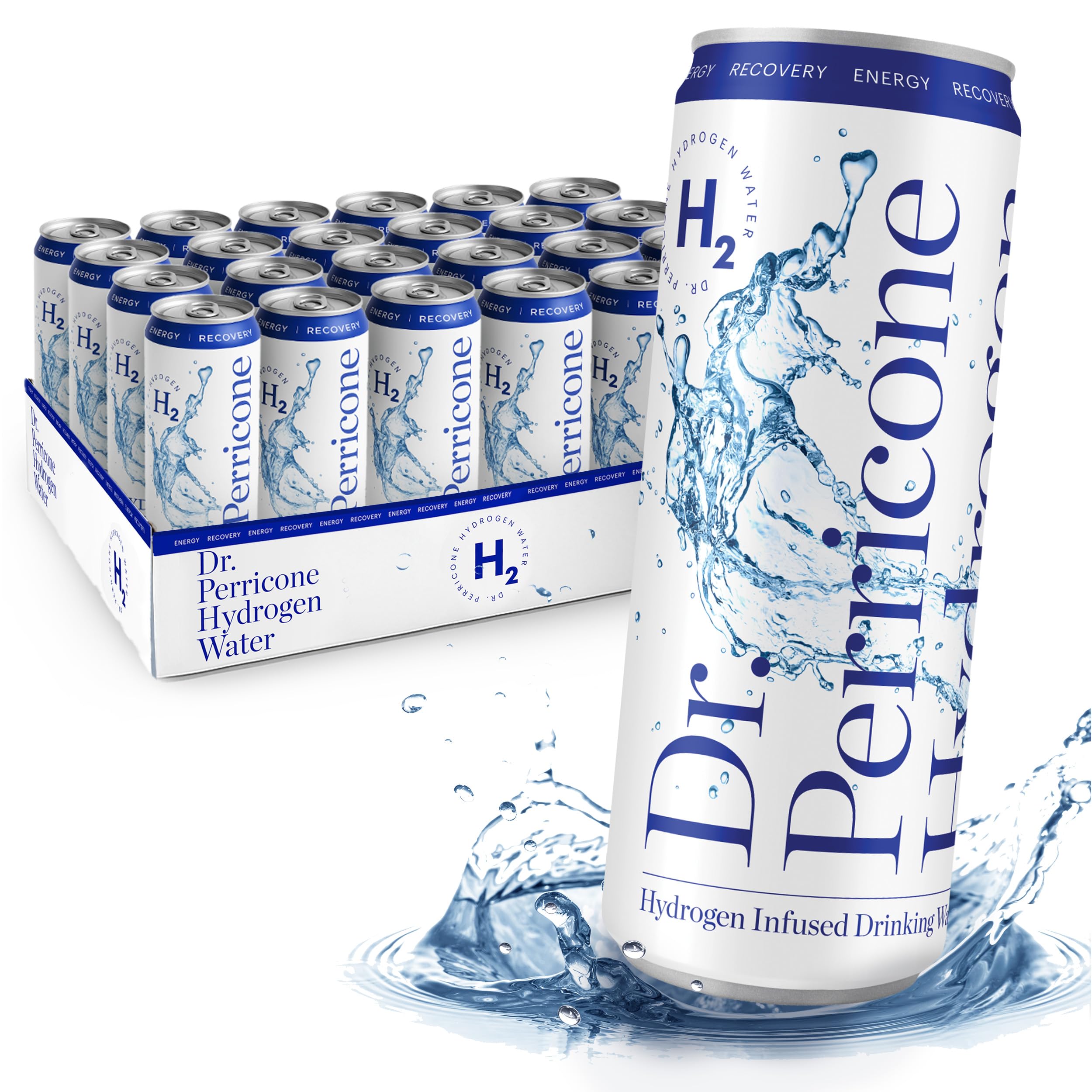 Dr. Perricone Hydrogen Water 24-Pack (12oz) – Molecular Hydrogen Water 1.0–1.5ppm | Natural Antioxidant Hydration, Portable Life Hydrogen Water Bottle