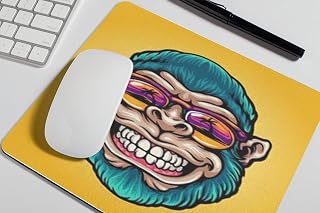 TAJNAN Mouse pad Mat 230X190X3mm Mouse Pad for Game, Non-Slip Rubber Base, Waterproof, Premium-Textured, Compatible,Printed Mouse pad (Black) (Monkey-pad)