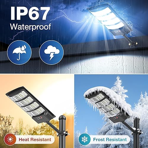 Miniatura 5 de Luces solares impermeables para exteriores, luces LED de calle de 6500 K con sensor de movimiento y control remoto, luces de inundación del