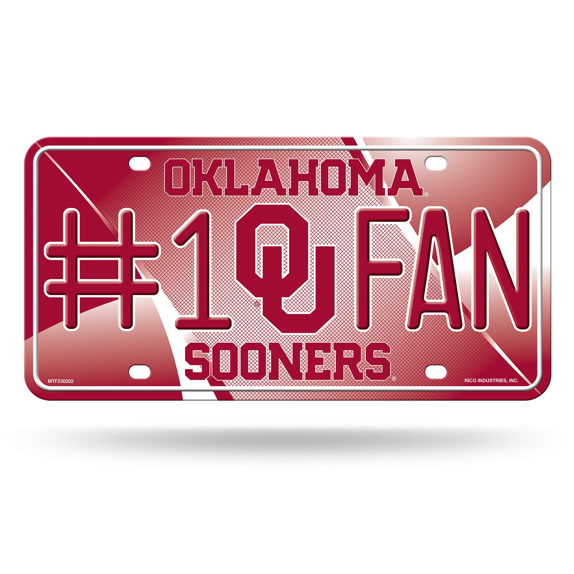Rico Industries NCAA Oklahoma Sooners #1 Fan Metal License Plate Tag