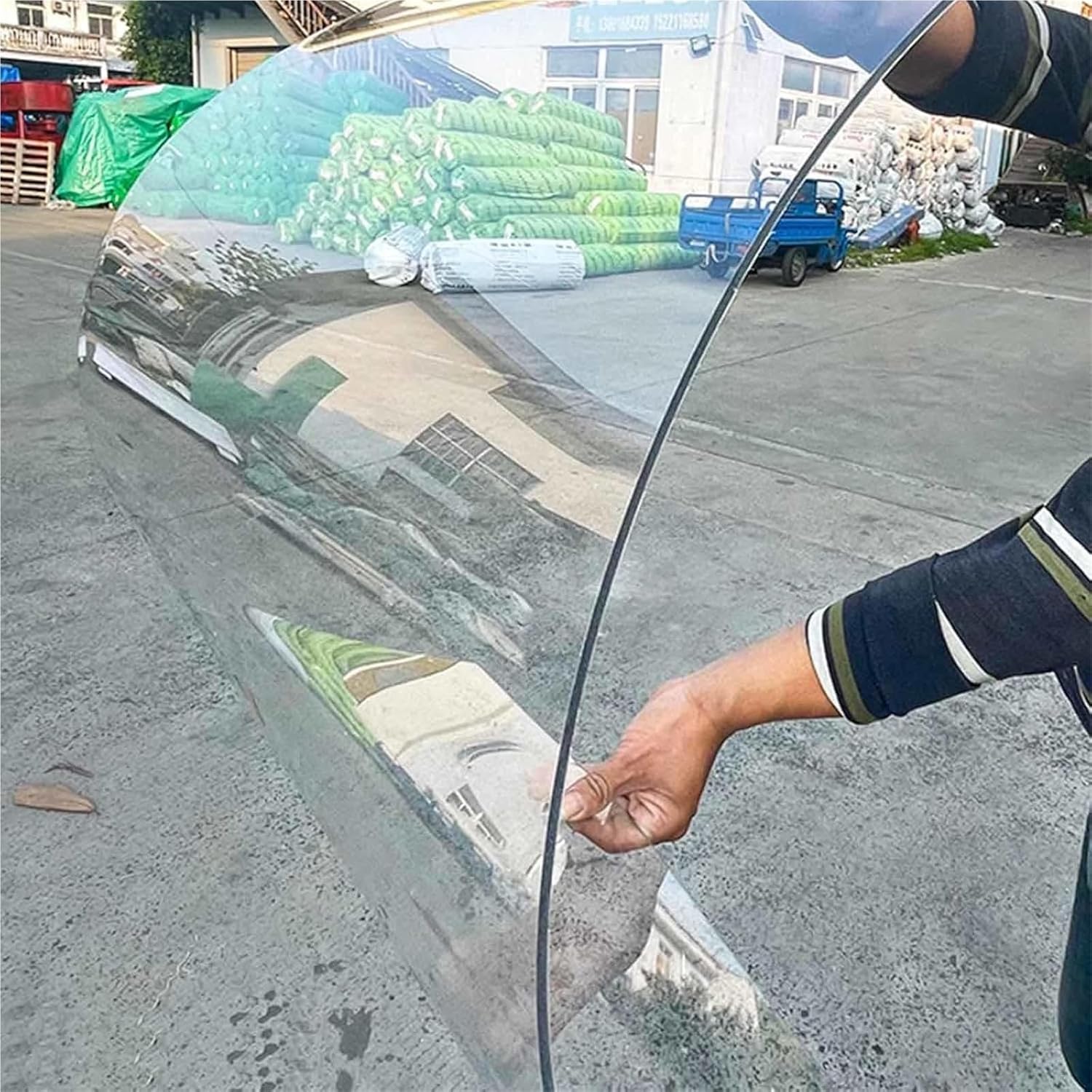 1.22mm Acrylic Sheet Panels with Protective Film, Easy to Bend, PC Endurance Board, Clear Greenhouse Outdoor Patio Roof Shade Rain Canopy Cover, for Railing Guards/ Wedding Sign(1.22x3m/4*9.8ft)