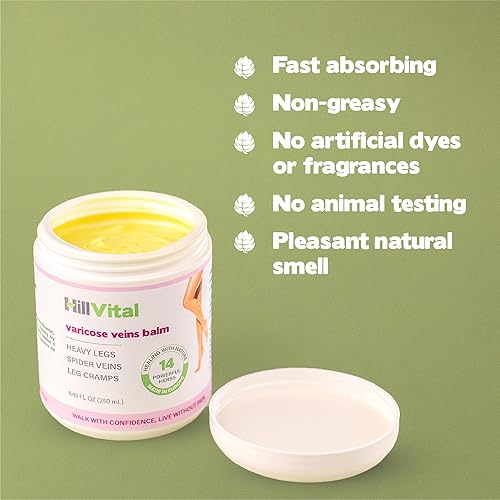 Miniatura 5 de HillVital - Tratamiento para venas varicosas para piernas, crema natural para venas varicosas y tratamiento de arañas vasculares para piernas y
