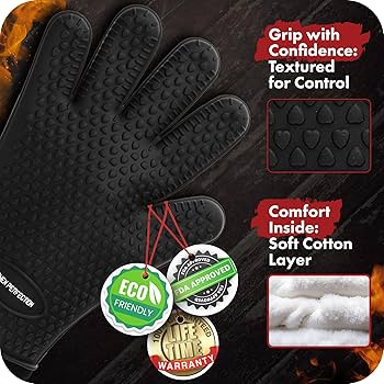 Kitchen Perfection BBQグローブ ペア Amazon.com: KITCHEN PERFECTION Silicone Smoker Oven Gloves