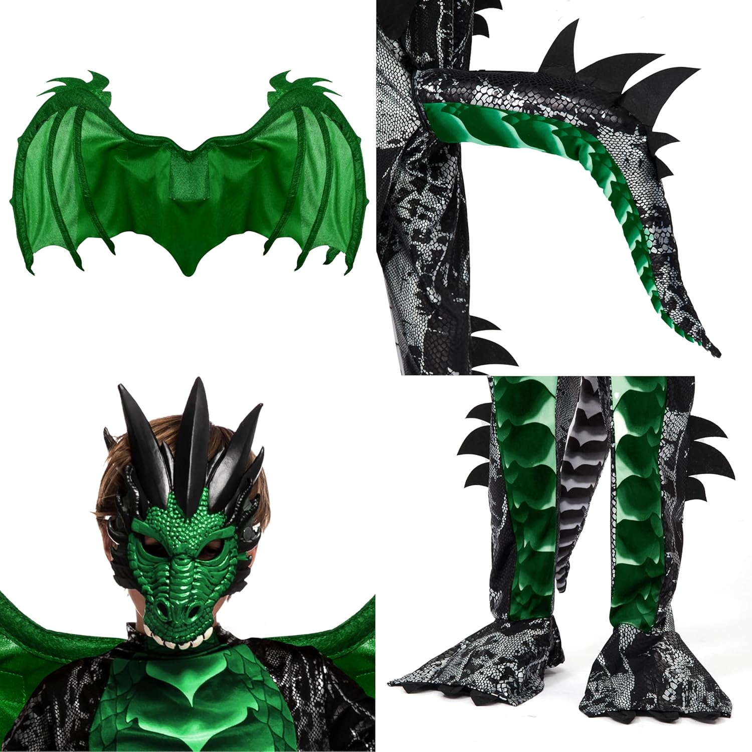 Spooktacular Creations Halloween Kid Dragon Costume, Boys Dragon Wings, Tail and Mask Set for Halloween Dress Up - Image 5