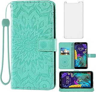 Phone Case for LG Aristo 4 Plus 4+/Tribute Royal X320/Escape Plus/Journey LTE L322DL/K30 2019/Arena 2/X2 2019/Prime 2 Wallet with Tempered Glass Screen Protector Flip Cover Card Holder Cell Green