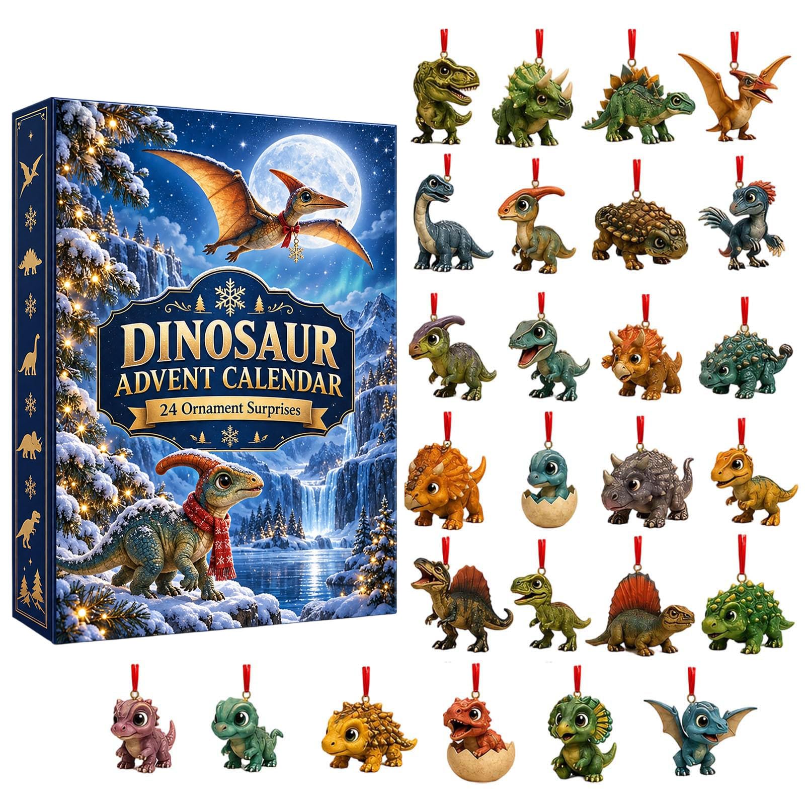 Dinosaur Advent Calendar 2026, 24 Day Christmas Countdown Calendar with 24 Unique 2D Acry…