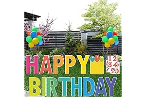 Happy Birthday Yard Sign with Stakes, Personalized Age Birthday Decorations