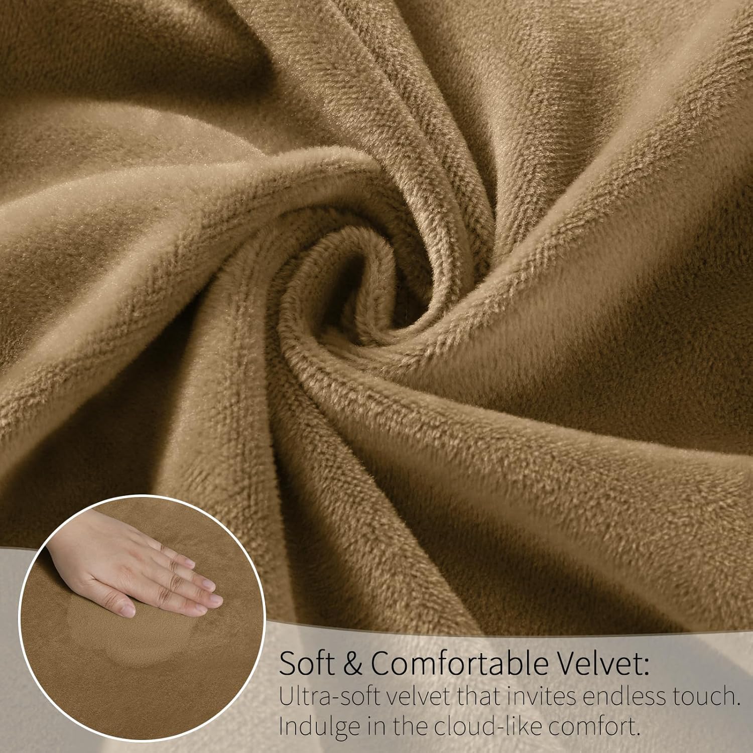 MOSAYT Velvet Stretch Chair Covers for Dining Room Set of 6 - Soft Slipcovers with Thick Removable Fabric for Parsons Chairs, Washable Seat Protectors for Kitchen, Banquet & Home Decor, Camel