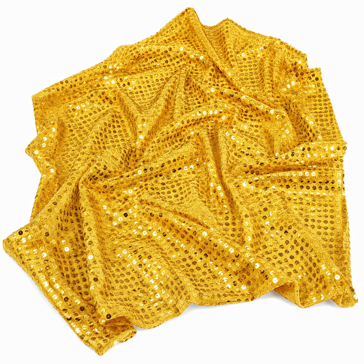 Bzojbmei 1.1M×1M Sparkling Blue Sequin Fabric Soft Breathable Glitter Fabric Iridescent Sequins Material for Women Bride DIY Crafters Wedding Party Banquet Decoration Dress Making (Golden Yellow)