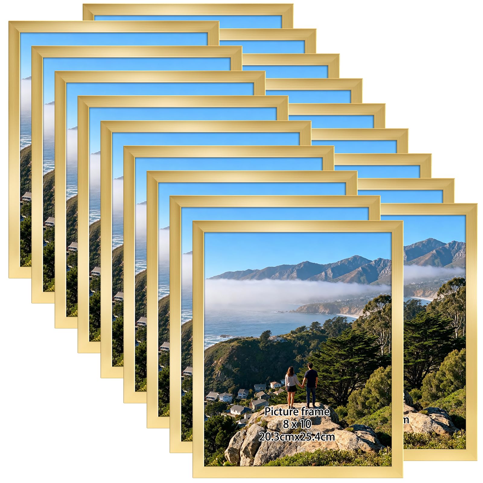 Giftgarden 8x10 Picture Frame Set of 18, Lightweight 8 by 10 Frames Bulk for Gallery, Office, Living room Wall Photo Hanging and Tabletop Display, Gold