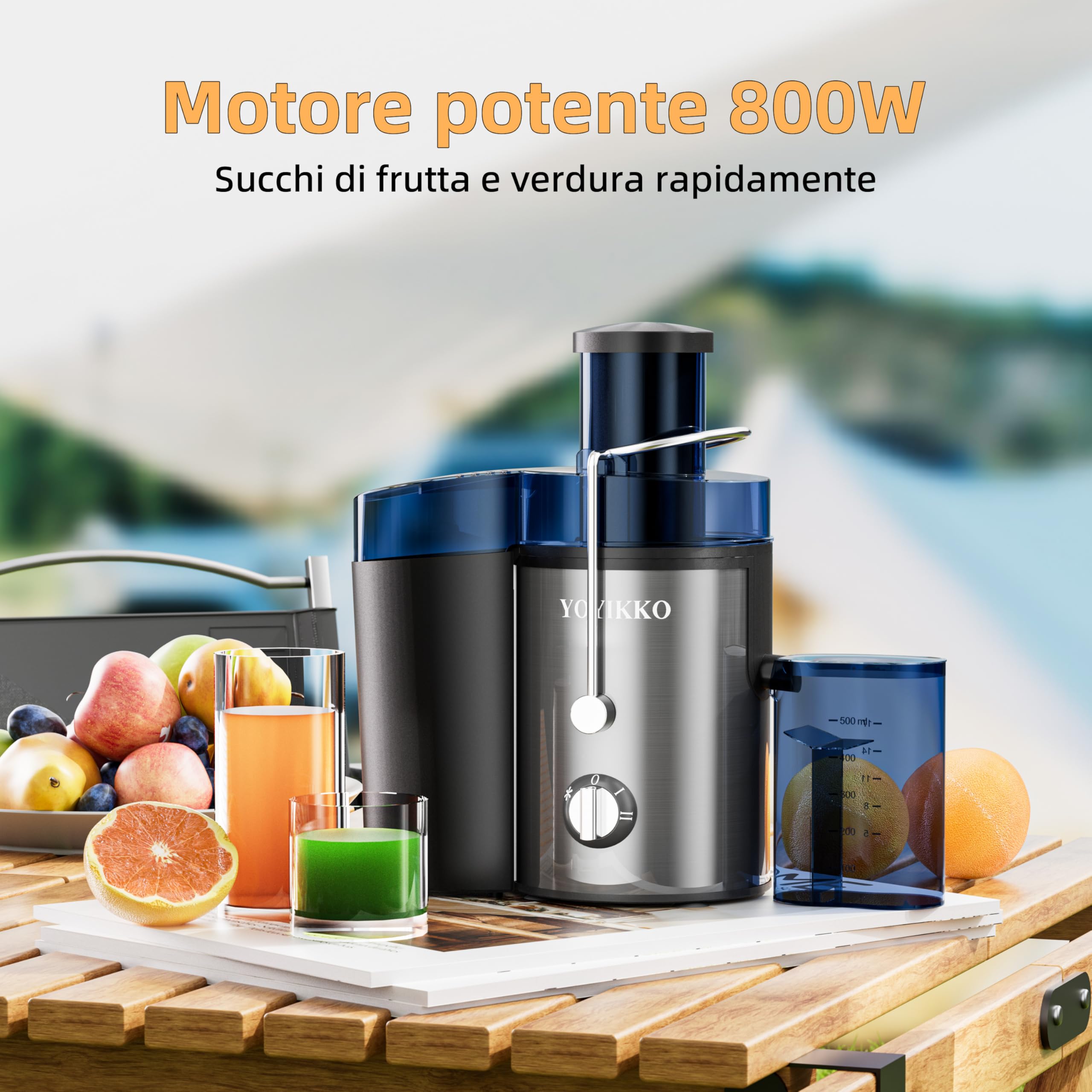 Centrifuga Frutta e Verdura, 3 Velocità di Regolazione, 800W Estrattore Frutta e Verdura con 75 MM Bocca Larga, Facile da Pulire, Acciaio Inossidabile Senza BPA (Argento-150)
