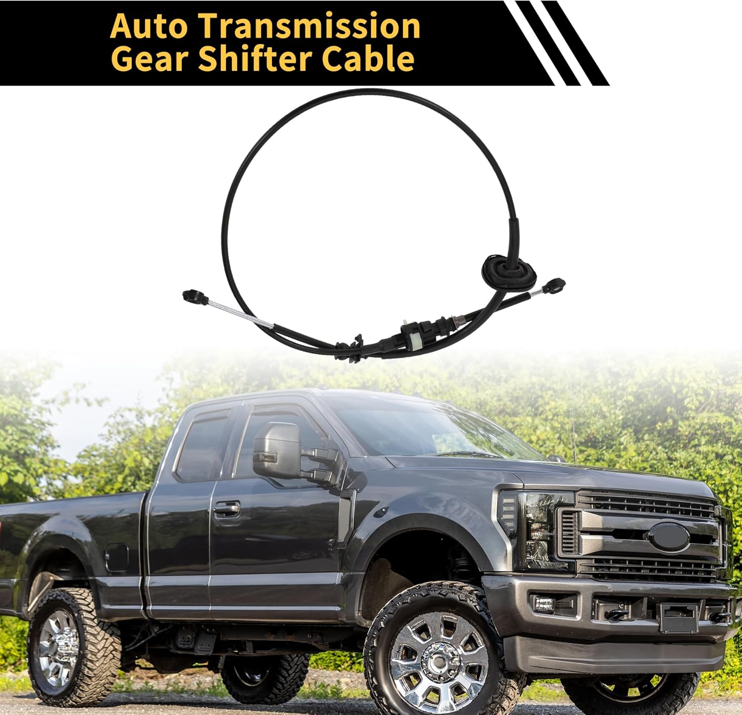 Automatic Transmission Gear Shifter Cable for Ford F-150 1992-1997 for Ford F-250 1992-1997 Auto Trans Gear Shift Control Lever Cable Metal Black