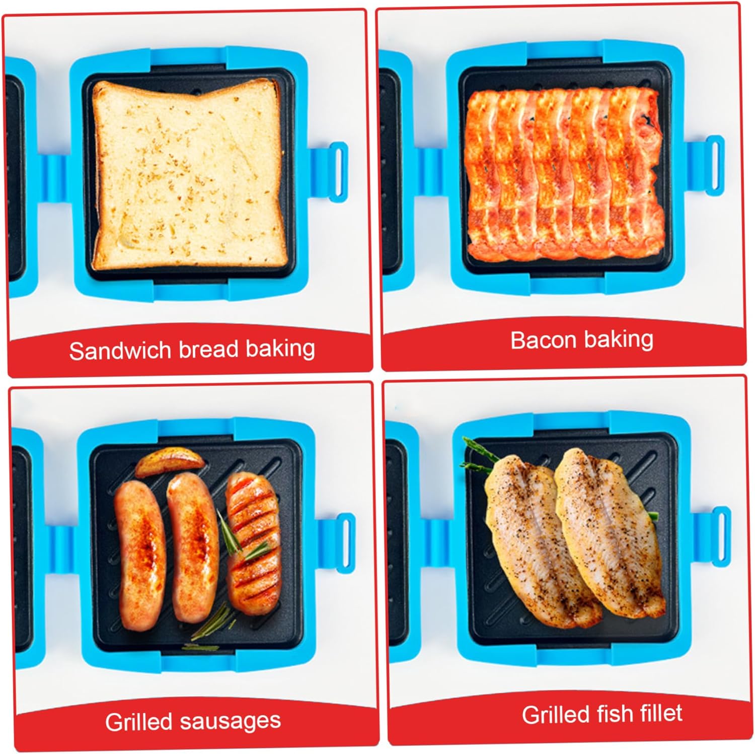 Microwave Bacon Cooker, Microwave Toastie Sandwich Maker Heat Resistant Toaster with Silicone Case No Electricity Sandwich Maker for Breakfast Grill Snacks, Egg Cooker