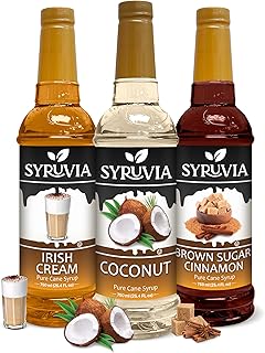 Syruvia Coconut, Irish Cream & Brown Sugar Cinnamon Coffee Syrup - 25.4 fl oz. Premium Coffee Flavoring Syrup. Kosher, and...
