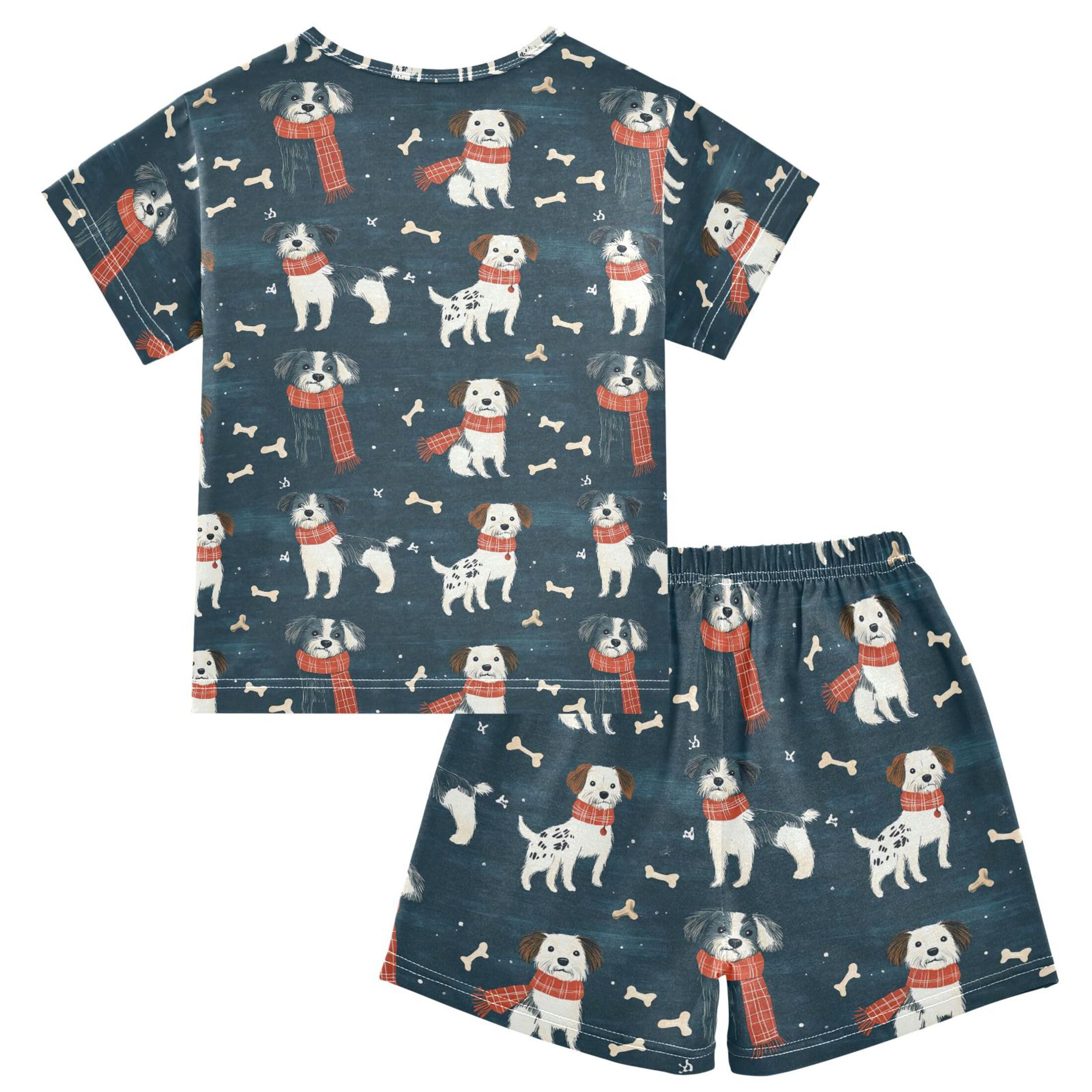 UMIRIKO Cute Dog Puppy Pug Summer Short Sleeve Pajamas Sleepwear PJ Set B0404116