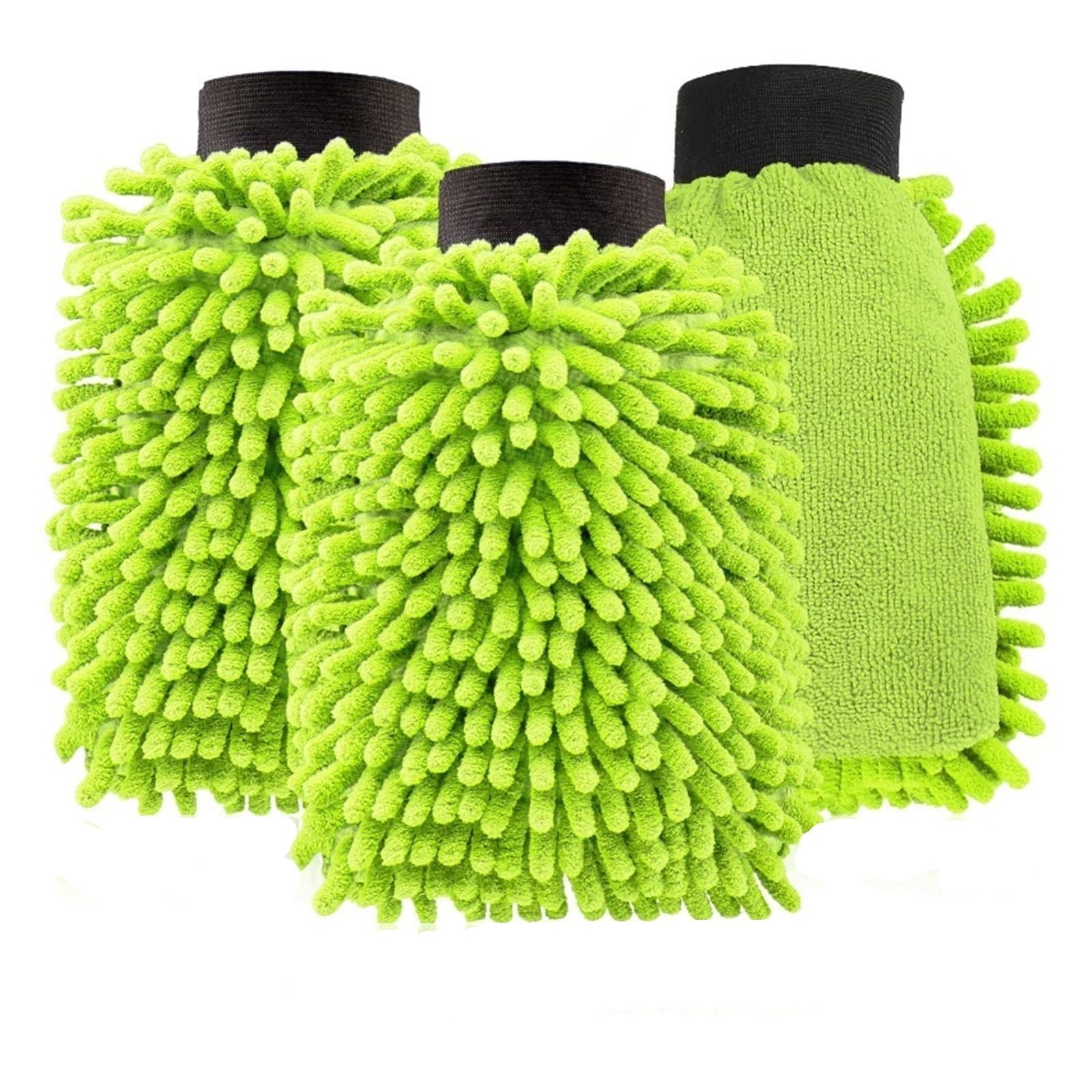 DYYEUAVT 3Pcs Super Soft Scratch-Free Microfiber Car Wash Gloves For Window Cleaning, Drying And Polishing