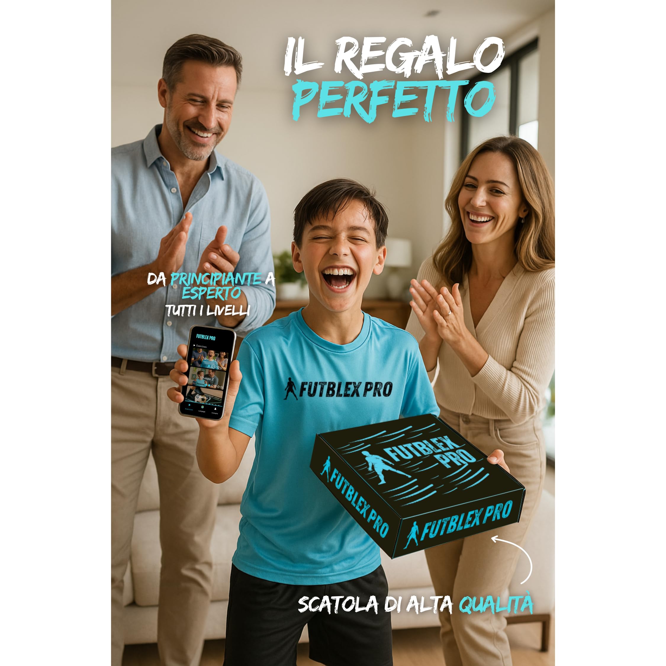 Alfombra per Allenamento Calcio – Include App di Allenamento con Video Interattivi e Routine Progressivi + Calzini Antiscivolo, Borsa di Trasporto e Scatola Premium per Regalo.