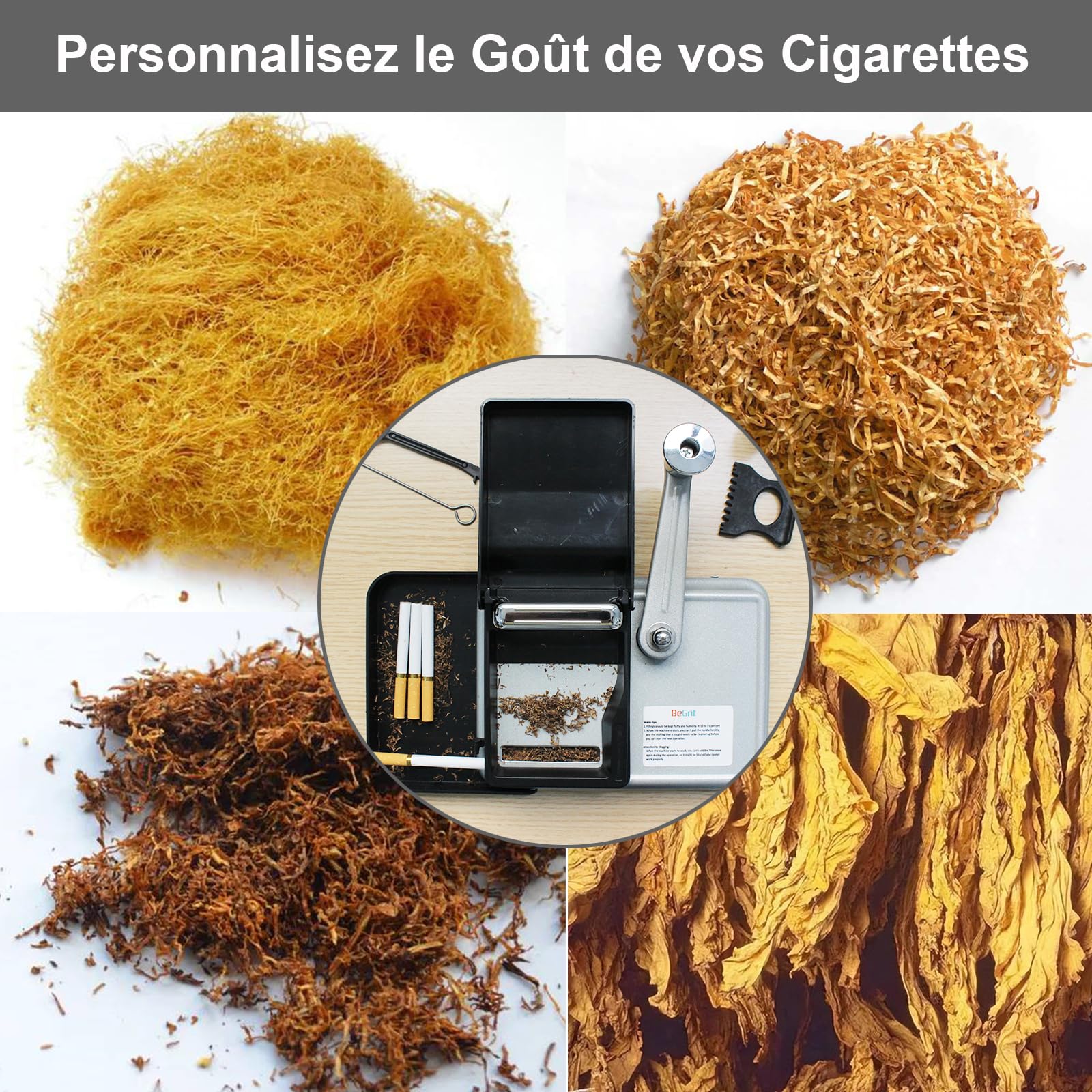 BeGrit Machine à Tuber φ 8mm Cigarettes de Machine avec étui Cigarette Machine pour roulage de cigarettes Tubeuse Manuelle Machine à Cigarette, Machine à Bourrer, Machine à Rouler de Cigarette