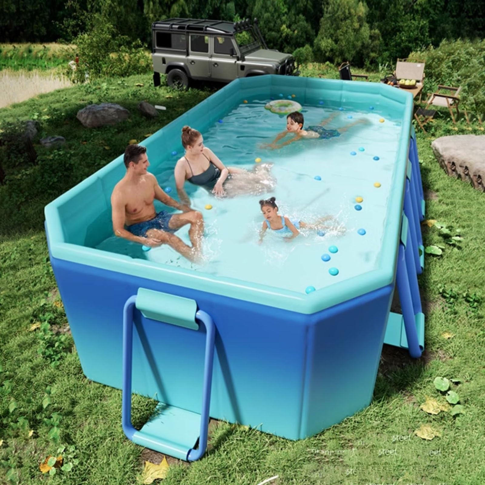 【匿名配送】Swimming Pool Large Foldable Pool, 6 7 8 10 Ft Non-Inflatable Pools with