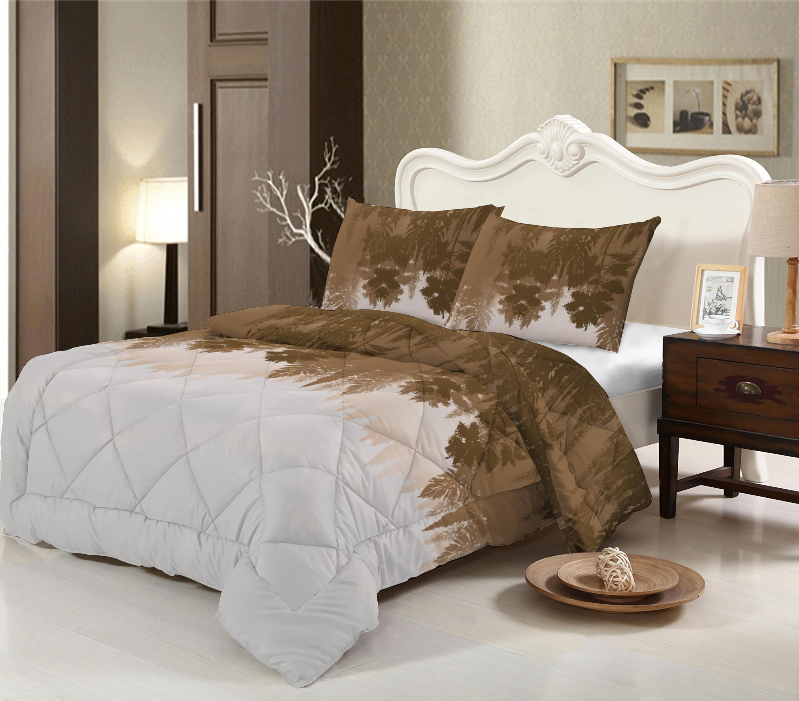 Edredón Nórdico para Cama 135 (230x260 cm) - Relleno de Fibra 250gr/m2, Diseño Estampado Reversible, Suave, Transpirable, Hipoalergénico, Ligero y Cálido para Invierno y Entretiempo (Virginia)