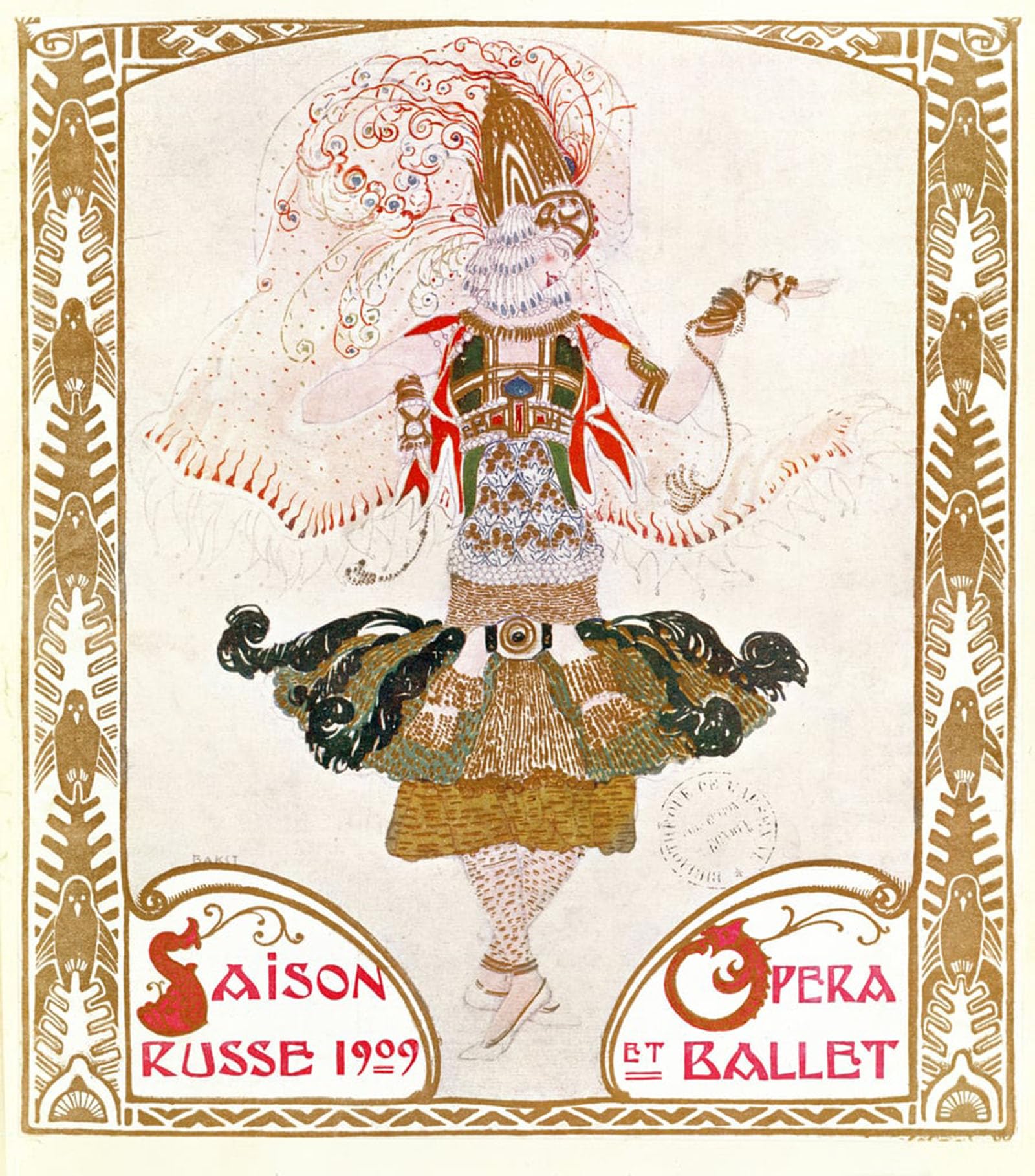POSTERIIk Famous Print Pop Art Wall Art Graffiti Cover of a Programme for the Russian Season of Opera and Ballet by Leon Bakst Art Prints for Home Decor 60x90cm